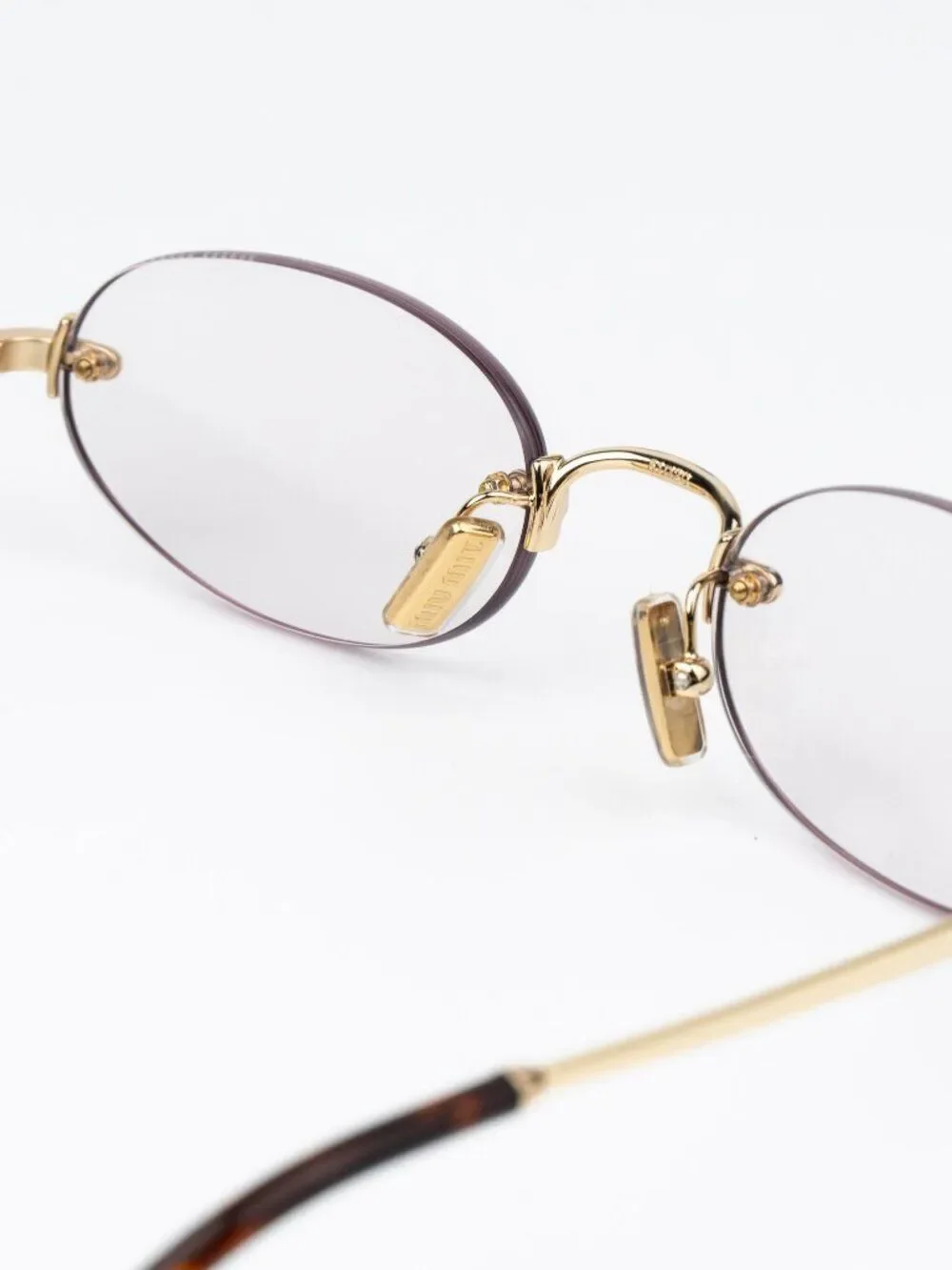 Miu Miu Women Eyeglasses Gold Oval Rimless MUA54S 5AK08N NEW AUTHENTIC